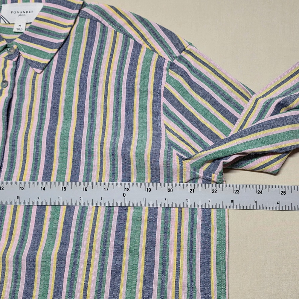 Pomander Place Womens Multi Color Striped Cotton Button Down Shirt Size Medium - Picture 3 of 8